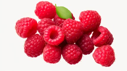 Fresh raspberries, Fruits, red berries close-up, transparent background, isolated, png