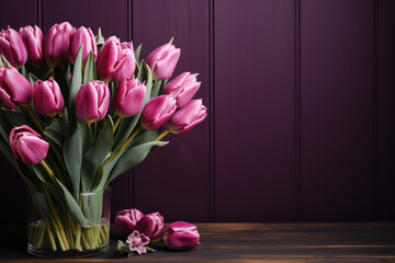 lovely picture of purple tulips right empty
