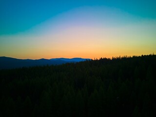 Colorful sunset in Flathead National Forest, MT.