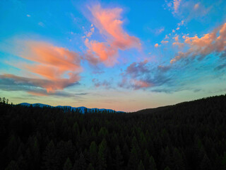Clouds reflecting the setting sun in Flathead National Forest.