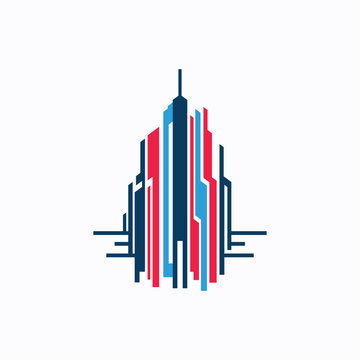 Futuristic NYC skyline logo, capturing urban advancement and modern cityscape.