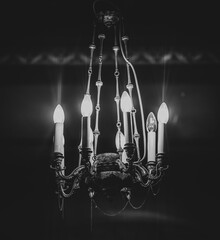 chandelier candlestick in a dark room