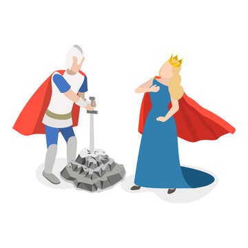 3D Isometric Flat Vector Set of Medieval People, Historical Characters. Item 2