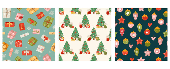 Christmas collection of seamless patterns