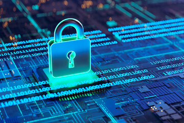 Background of the lock shape of cybersecurity and privacy concepts, 3d rendering