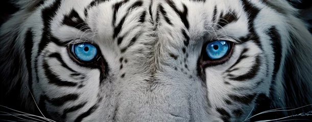 Deurstickers Blue eyes of a white tiger close up © Veniamin Kraskov