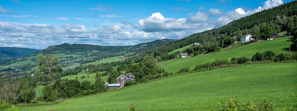 hills and houses near lillehammer in norway