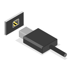 3D Isometric Flat Vector Set of USB Types, Socket Plug in. Item 4