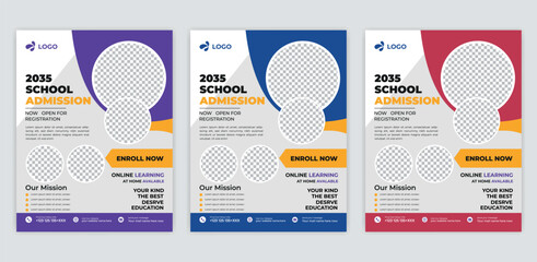 School admission flyer design, kids education leaflet brochure, cover layout School Admission Open Flyer Design Template Vector Education Center poster, a bundle of  Kids Education Flyer Template.