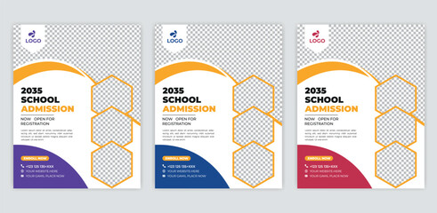 School admission flyer design, kids education leaflet brochure, cover layout School Admission Open Flyer Design Template Vector Education Center poster, a bundle of  Kids Education Flyer Template.