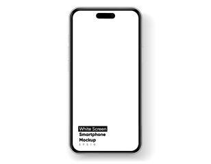 3D realistic high quality smartphone mockup with isolated background. Smart phone mockup collection. Device front view. 3D mobile phone with shadow on white background.