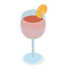 3D Isometric Flat Vector Set of Cocktails, Drinks in Different Types of Glasses. Item 1
