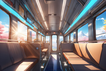interior of a train, Generative AI - obrazy, fototapety, plakaty