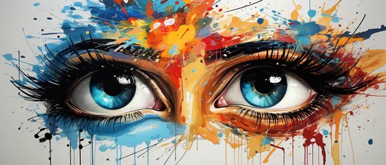 Foto op Aluminium Abstract woman eye watercolour splash art, lovely graphic design in the vein of current abstract water colour painting demonstrating imagination © tongpatong