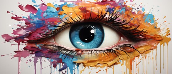 Abstract woman eye watercolour splash art, lovely graphic design in the vein of current abstract water colour painting demonstrating imagination