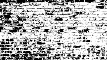 Distressed overlay texture of old brickwork, grunge background. Grunge white and black brick wall background. Vector illustration.