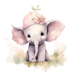 elephant with flower and transparent background