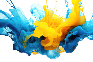 Fototapeta premium mixing yellow and blue paint underwater isolated on white