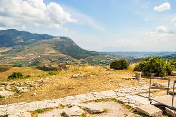 View from the ancient amphitheater of Segesta, Sicily, Italy
