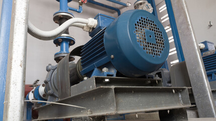 Electrical motor and water pump installation,water pipe line  industrial water treatment.