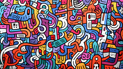 Fototapeta na wymiar Colorful pattern doodle wallpaper and background