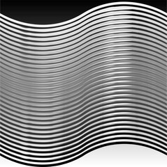 Vector abstract illustration in the form of a striped gray flag on a black and white background