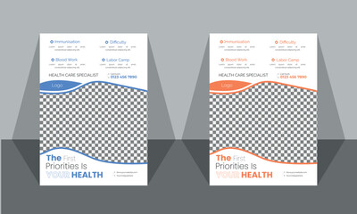 Template vector design for Brochure, Annual Report, Healthcare Flyer Layout, Creative medical healthcare flyer poster template design,