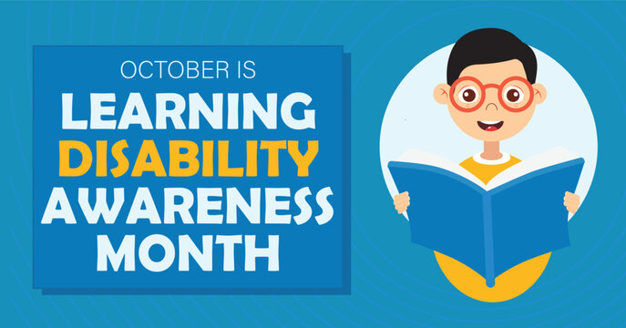 October is Learning Disability Awareness Month. Vector banner.