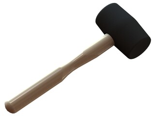 Rubber Mallet with Wooden Handle 3D model