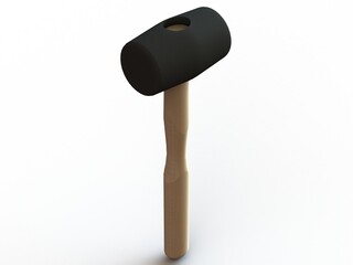 Rubber Mallet with Wooden Handle 3D model