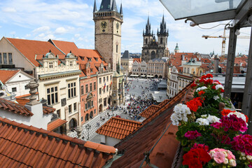 Naklejka na ściany i meble View at the central square of Prague on Czech Republic