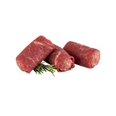 fresh pork bacon rolls cut out isolated transparent background