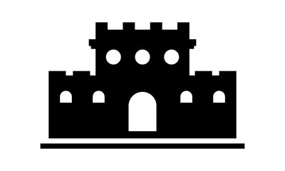 black ancient castle building vector