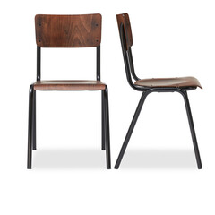 vintage wooden chair with backrest cut out isolated transparent background