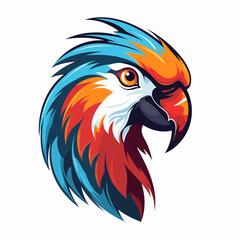 Esport vector parrot logo on white background side view, parrot icon, parrot head, parrot sticker