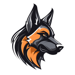 Esport vector dog logo on white background side view, dog icon, dog head, dog sticker