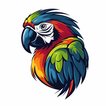 Esport vector parrot logo on white background side view, parrot icon, parrot head, parrot sticker