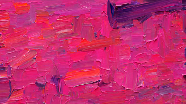 An oil on canvas creation that artfully combines abstract elements with the vivacity of purple pink color, resulting in a contemporary artistic statement