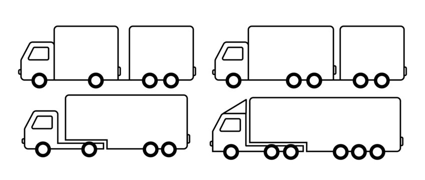 Set of simple truck images. Images for delivery and transportation of various products