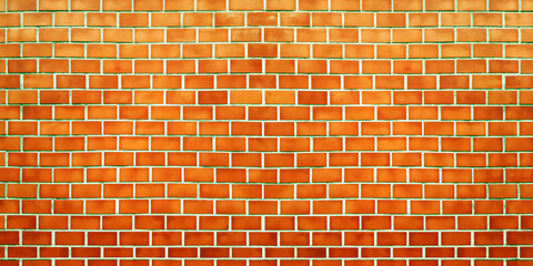 Red and yellow gold brick wall background. (panorama) With copy space.