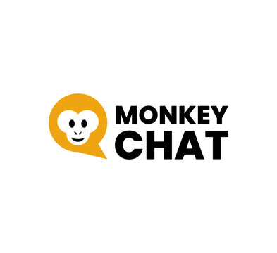 Monkey Chat Bubble Logo Design 