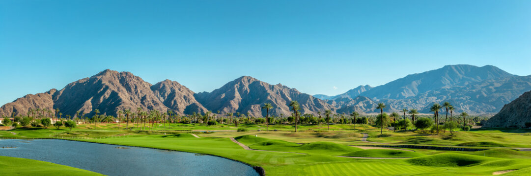 Golf course panorama in Palm Springs, California