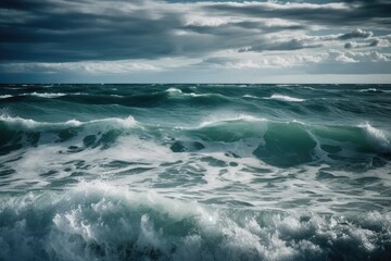 Fototapeta premium Waves on the beach on a cloudy day