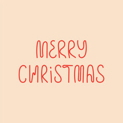 Merry Christmas. Hand drawn lettering phrase. Vector illustration, card template. Modern freehand style words and letters for print design