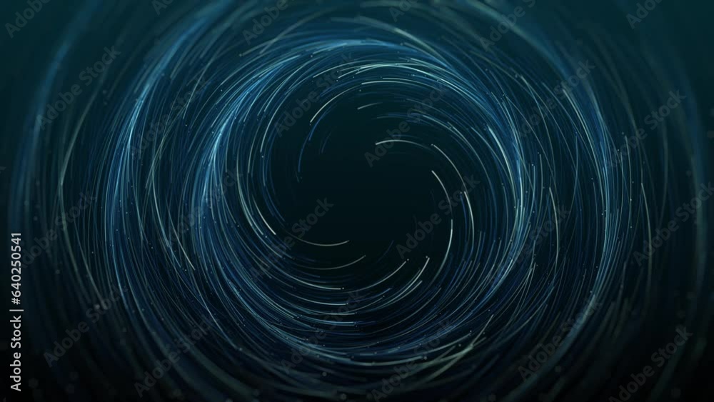 Poster concentric circles of spinning particles/ 4k animation of abstract spinning particles lights in conc