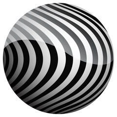 Abstract pattern cover black and white 3D ball.  illustration on dark background.