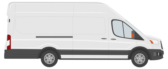 White cargo van car template in different angles.  illustration.