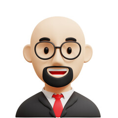 Bald business man 3D Avatar Character Illustrations