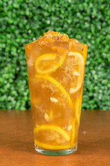 cocktail in a glass with fruits and gin