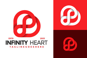 Letter B infinity heart logo design vector symbol icon illustration